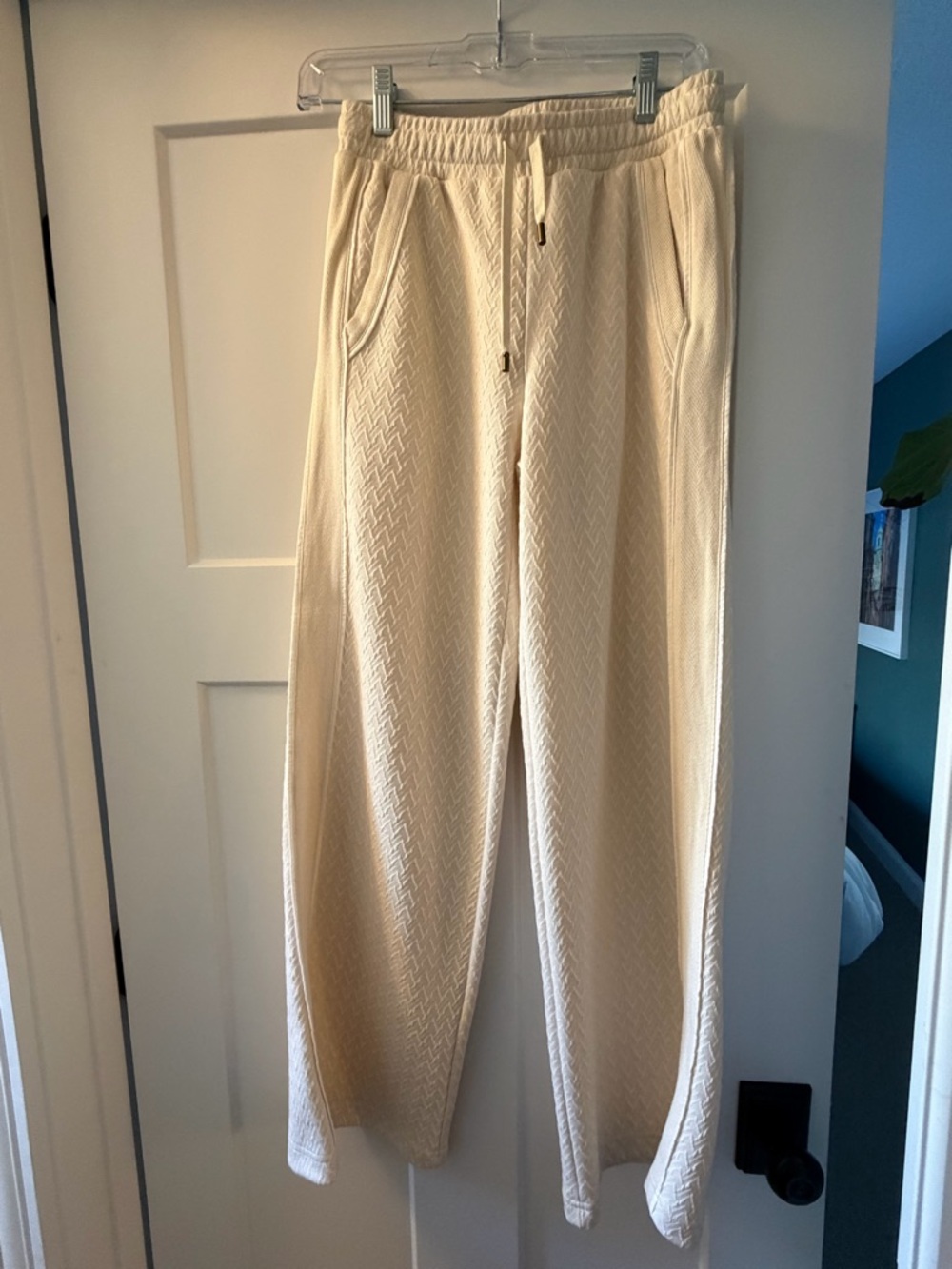 The Upside Cream Textured Drawstring Joggers